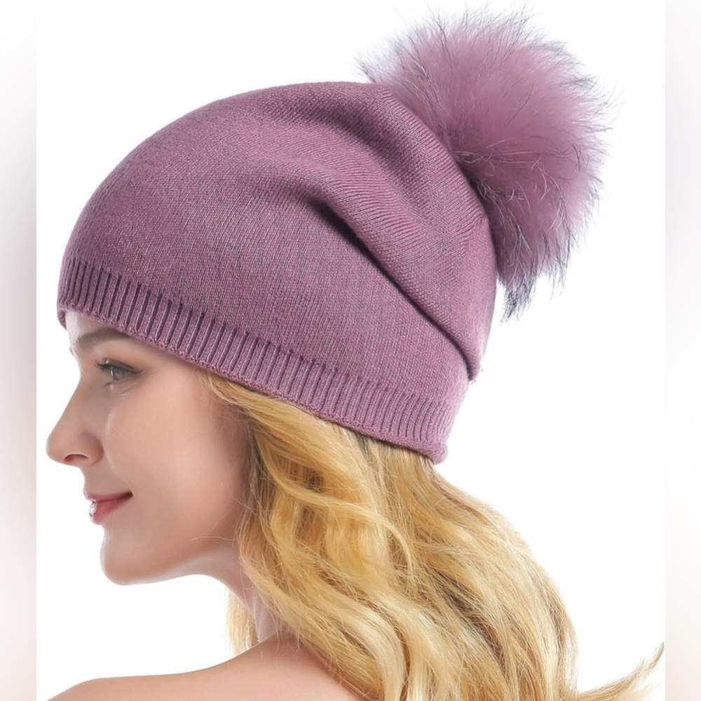 NWT Queenfur knit beanies with removable Poms- 2 pack